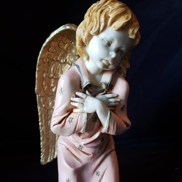 SOLD VTG Kneeling Angel (Depose Italy - Pink/Gold) - Picture 1 of 6